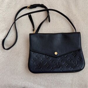 Black Authentic Louis Vuitton Embossed Leather Shoulder Bag